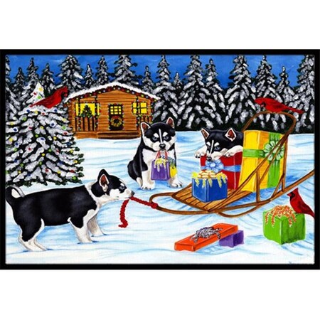 Carolines Treasures Carolines Treasures AMB1318JMAT Christmas Mush Siberian Husky Indoor or Outdoor Mat; 24 x 36 AMB1318JMAT